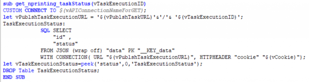 Subroutine to get the task status after triggering